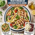 Savory creamy Tuscan chicken chicken casserole loaded with penne